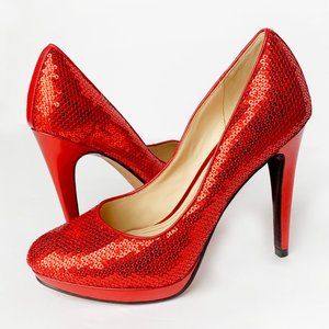 Cole Haan Red “Nike Air” Chelsea Sequin Heels